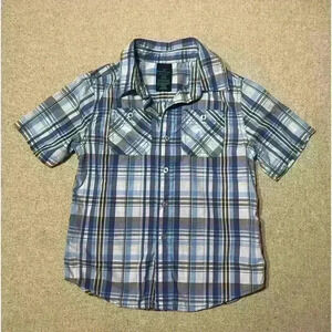 Boys Faded Glory Short Sleeve Button Down Dress Shirt size 6-7   A0042